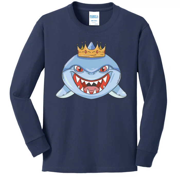 Cartoon Shark Crown Kids Long Sleeve Shirt