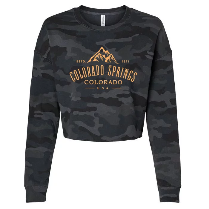 Colorado Springs Colorado Awesome Mountain Design Souvenir Cropped Pullover Crew