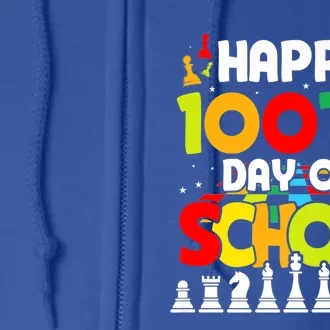 Chess Stuff Chess Club Chess Merch 100th Day Of School Chess Gift Full Zip Hoodie