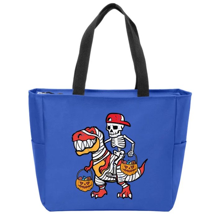 Cool Skeleton Cap Dino Mummy Halloween Gift Zip Tote Bag