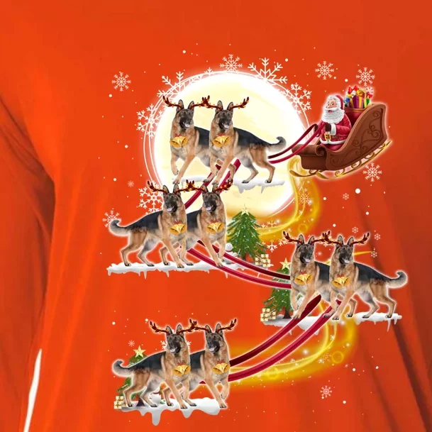 Christmas Santa Claus Riding Ger Shepherd Dogs Xmas Lover Gift Cooling Performance Long Sleeve Crew