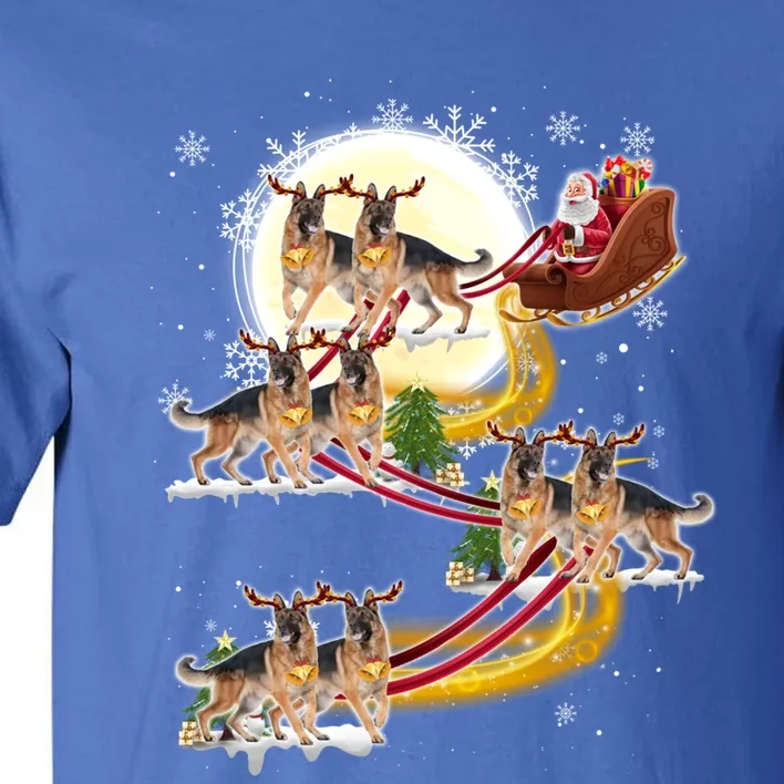 Christmas Santa Claus Riding Ger Shepherd Dogs Xmas Lover Gift Tall T-Shirt