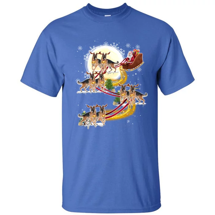 Christmas Santa Claus Riding Ger Shepherd Dogs Xmas Lover Gift Tall T-Shirt