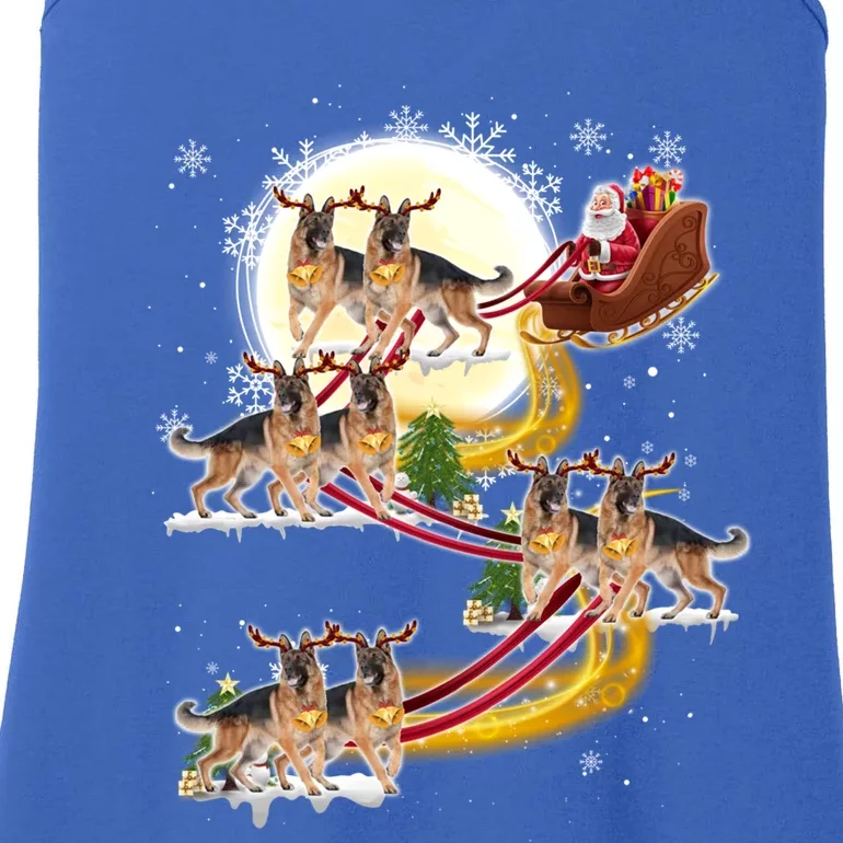 Christmas Santa Claus Riding Ger Shepherd Dogs Xmas Lover Gift Ladies Essential Tank