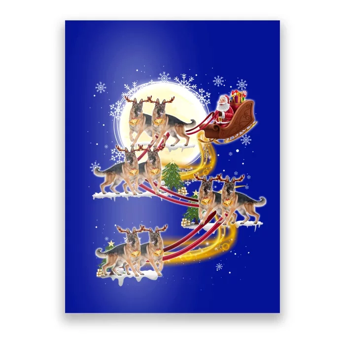 Christmas Santa Claus Riding Ger Shepherd Dogs Xmas Lover Gift Poster