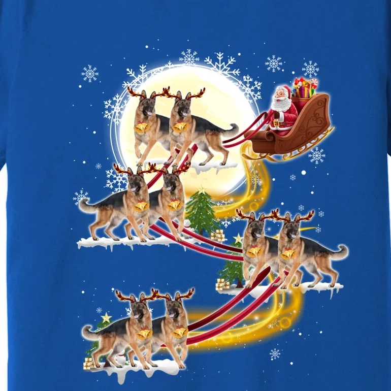 Christmas Santa Claus Riding Ger Shepherd Dogs Xmas Lover Gift Premium T-Shirt