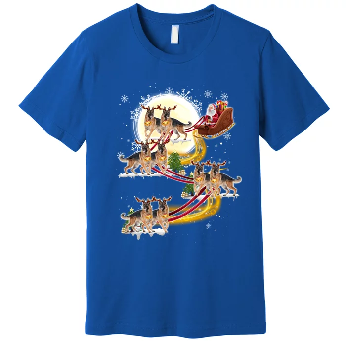 Christmas Santa Claus Riding Ger Shepherd Dogs Xmas Lover Gift Premium T-Shirt