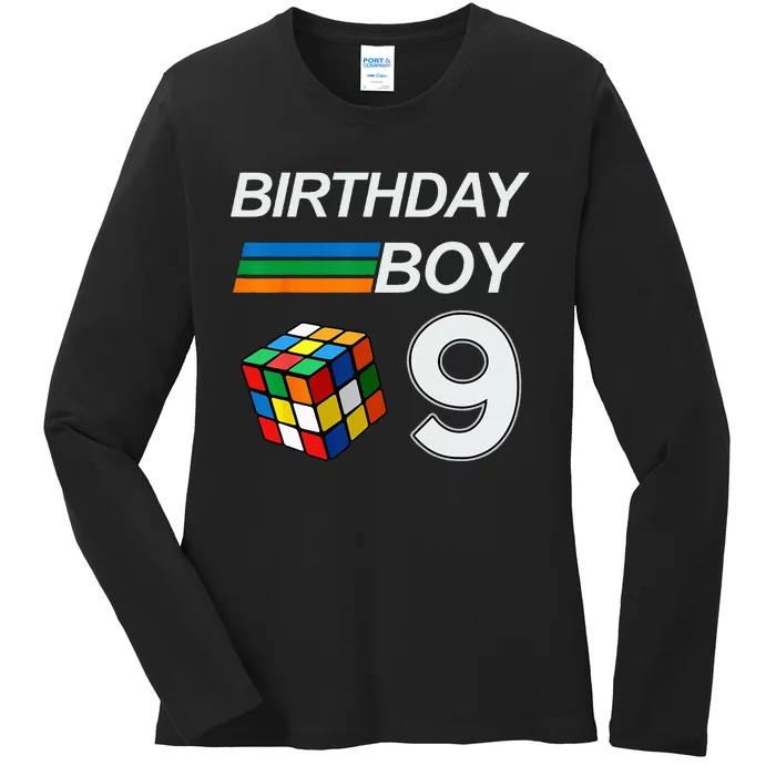 Competitive Speed Cubing 9 Years Old Birthday For Kids Ladies Long Sleeve Shirt