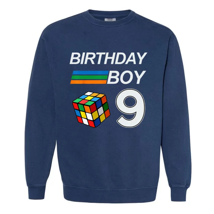 Competitive Speed Cubing 9 Years Old Birthday For Kids Garment-Dyed Sweatshirt