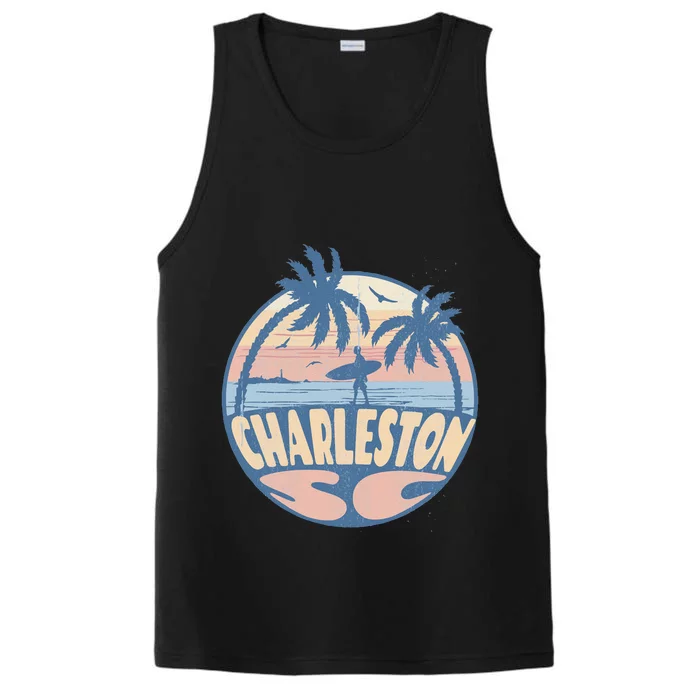 Charleston South Carolina Beach Surf Summer Vacation Vintage Performance Tank