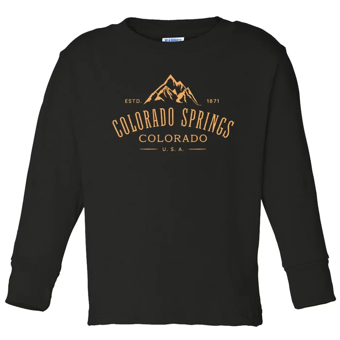 Colorado Springs Colorado Awesome Mountain Design Souvenir Toddler Long Sleeve Shirt