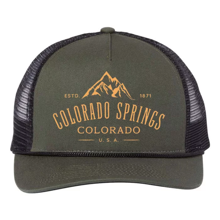 Colorado Springs Colorado Awesome Mountain Design Souvenir Retro Rope Trucker Hat Cap