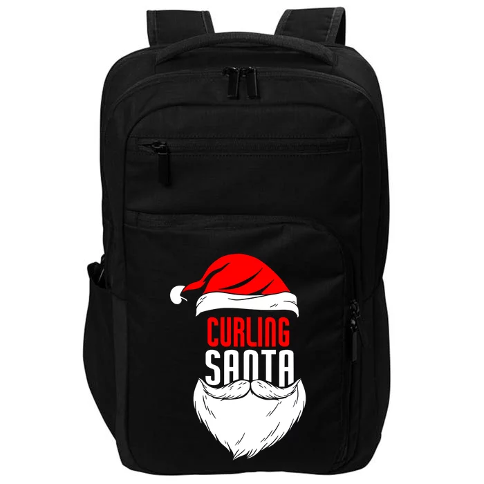 Curling Santa Claus Christmas Holiday Curling Gift Impact Tech Backpack