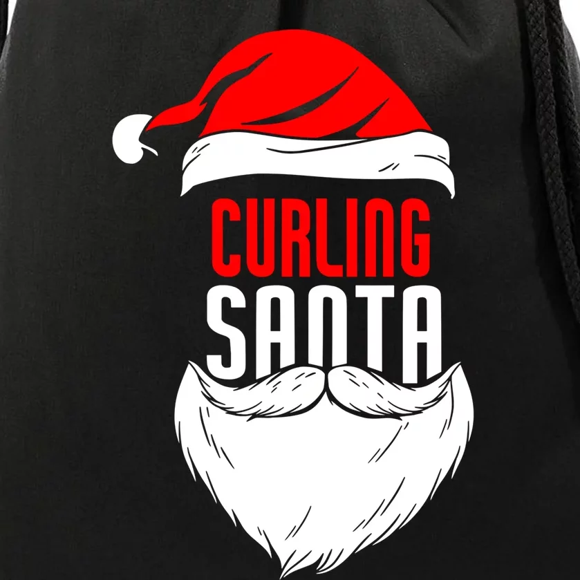 Curling Santa Claus Christmas Holiday Curling Gift Drawstring Bag