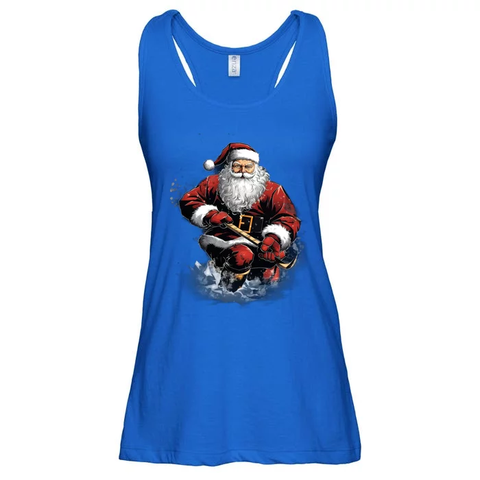 Christmas Santa Claus Playing Ice Hockey Xmas Meaningful Gift Ladies Essential Flowy Tank