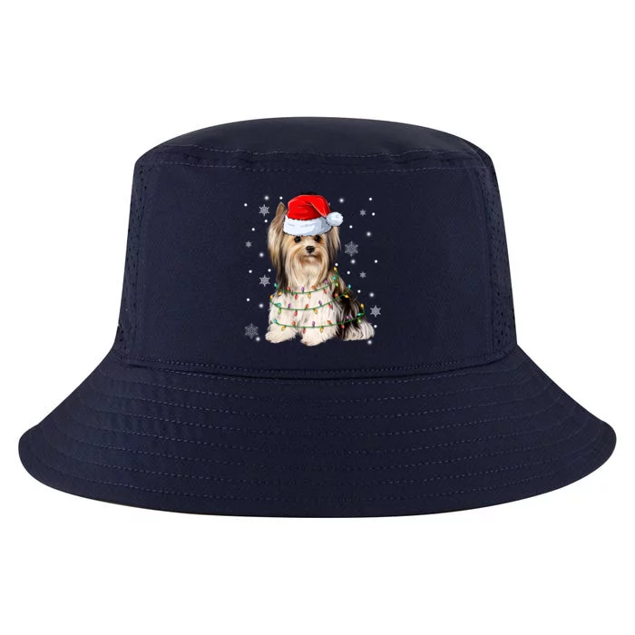 Cute Santa Claus Yorkie Dog Xmas Tree Lights Christmas Pjs Cute Gift Cool Comfort Performance Bucket Hat