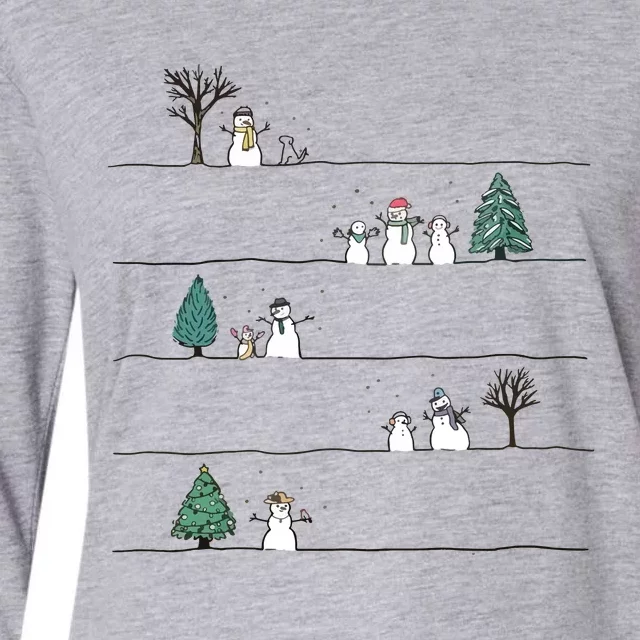 Christmas Snowman Womens Cotton Relaxed Long Sleeve T-Shirt