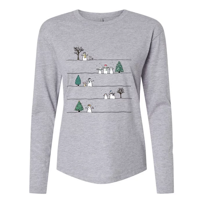 Christmas Snowman Womens Cotton Relaxed Long Sleeve T-Shirt