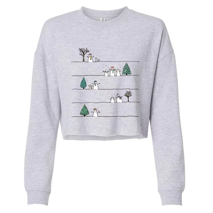 Christmas Snowman Cropped Pullover Crew