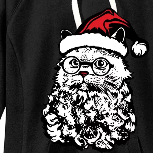 Cat Santa Claus Hat Christmas Women's Fleece Hoodie