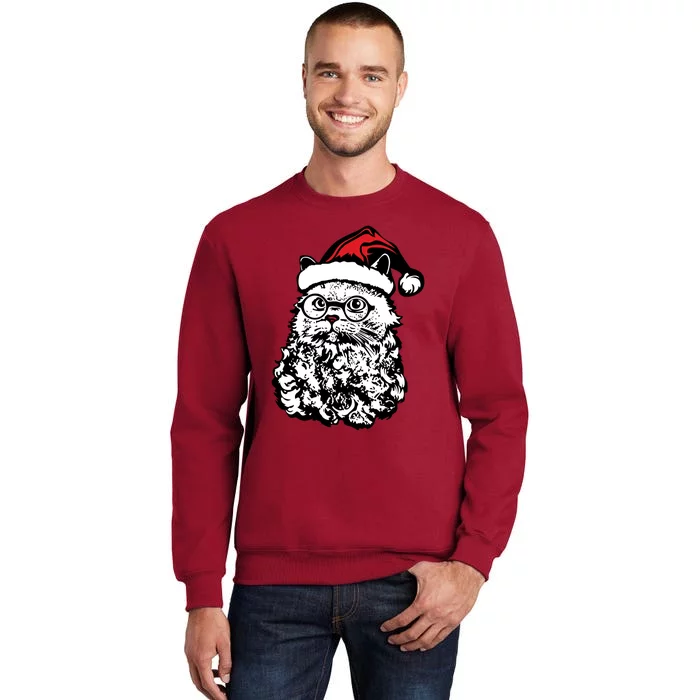 Cat Santa Claus Hat Christmas Tall Sweatshirt