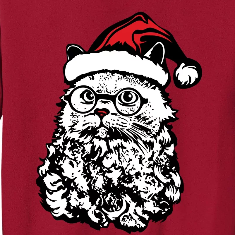 Cat Santa Claus Hat Christmas Tall Sweatshirt