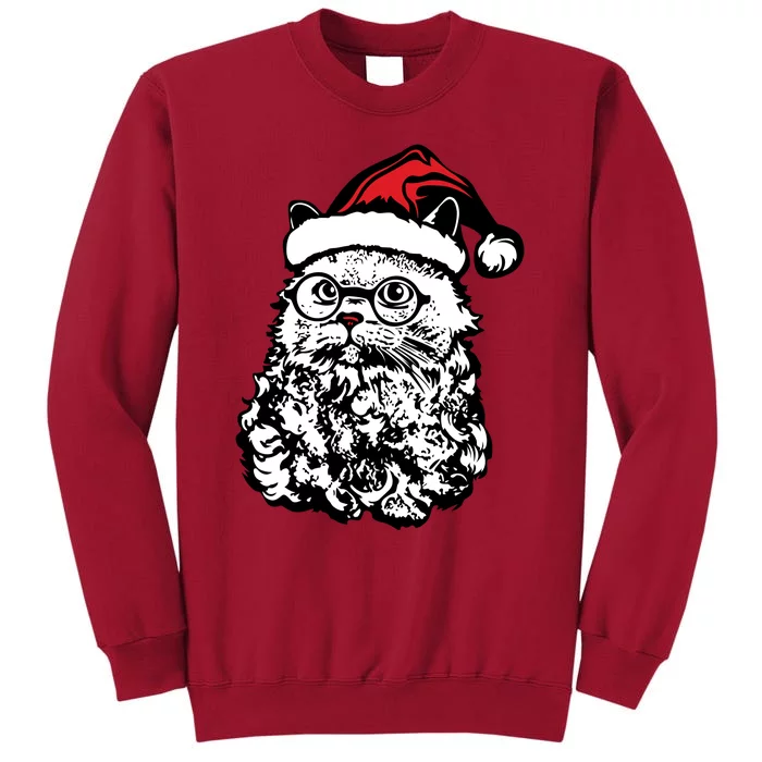 Cat Santa Claus Hat Christmas Tall Sweatshirt