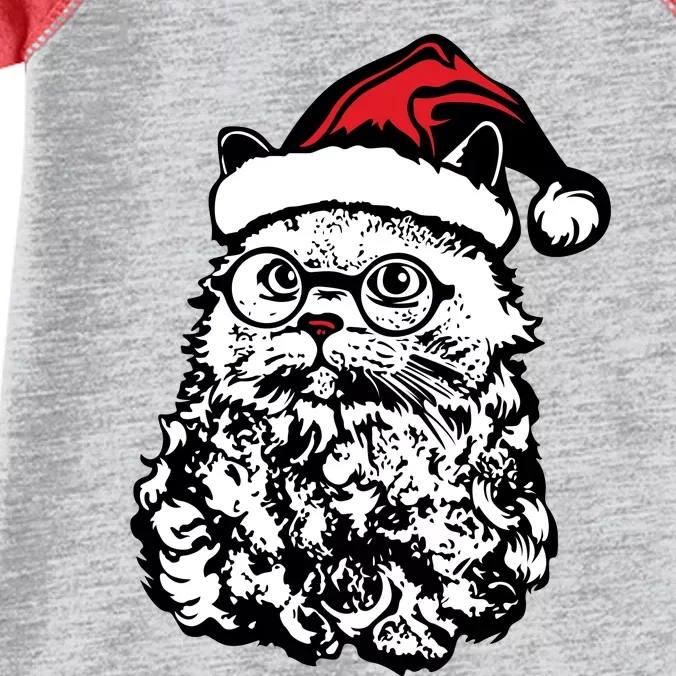 Cat Santa Claus Hat Christmas Infant Baby Jersey Bodysuit