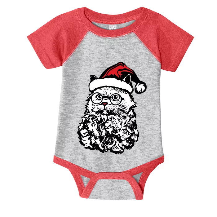 Cat Santa Claus Hat Christmas Infant Baby Jersey Bodysuit