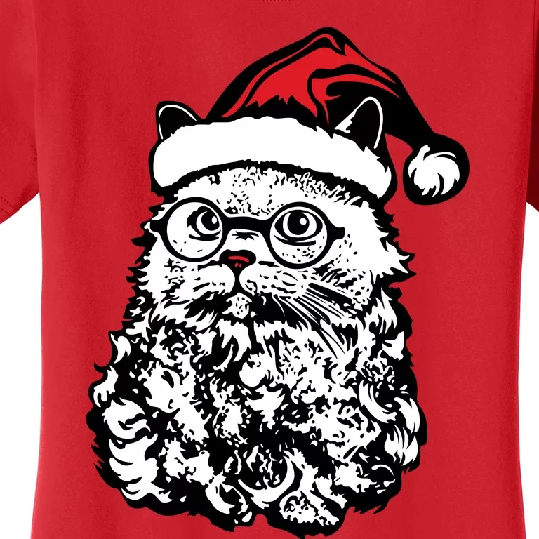 Cat Santa Claus Hat Christmas Women's T-Shirt