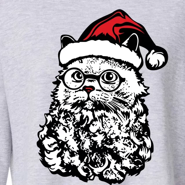 Cat Santa Claus Hat Christmas Cropped Pullover Crew