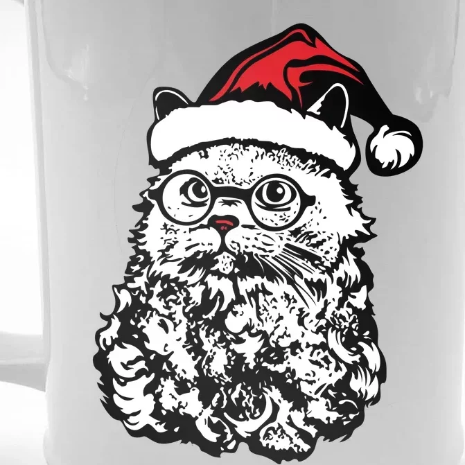 Cat Santa Claus Hat Christmas Front & Back Beer Stein