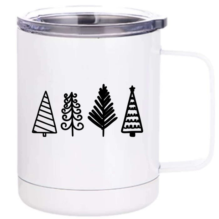 Cute Stick Christmas Tree Design Family Or Group Meaningful Gift Front & Back 12oz Stainless Steel Tumbler Cup