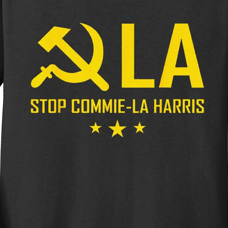 Commiela Stop Commiela Harris Stop Kamala Trump 2024 Kids Long Sleeve Shirt