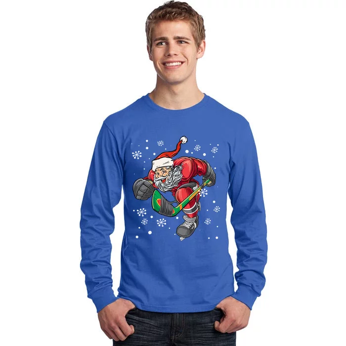 Christmas Santa Claus Ice Hockey Funny Gift Teens Cute Gift Tall Long Sleeve T-Shirt