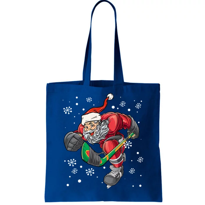 Christmas Santa Claus Ice Hockey Funny Gift Teens Cute Gift Tote Bag