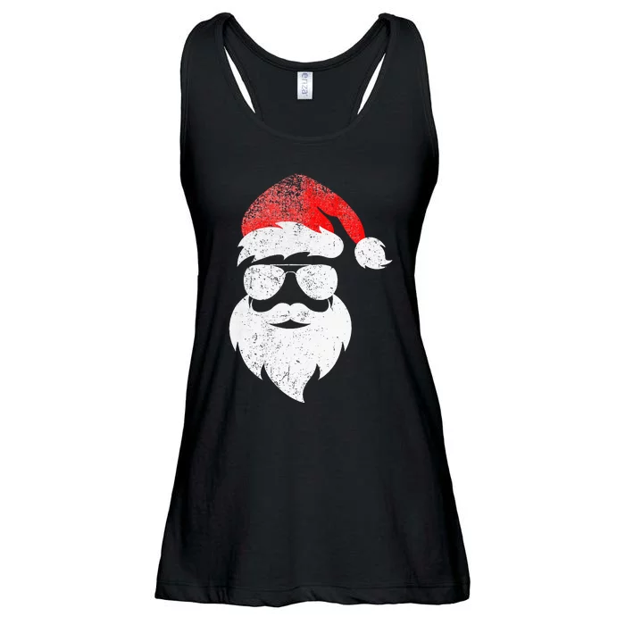 Christmas Santa Claus Face Sunglasses With Hat Beard Ladies Essential Flowy Tank