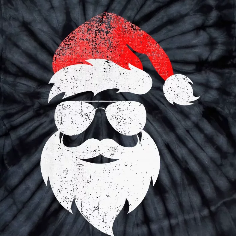 Christmas Santa Claus Face Sunglasses With Hat Beard Tie-Dye T-Shirt