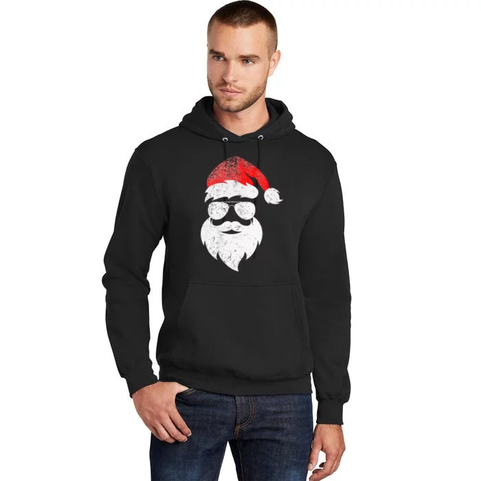 Christmas Santa Claus Face Sunglasses With Hat Beard Tall Hoodie