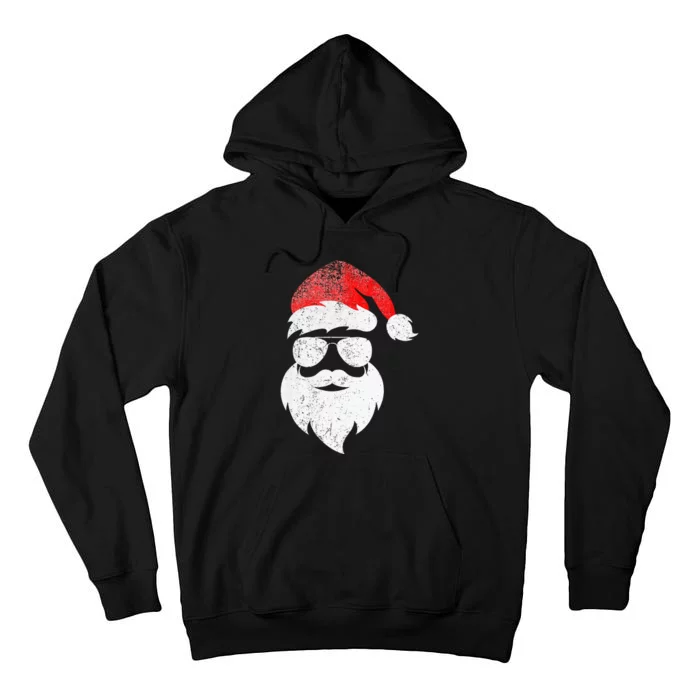 Christmas Santa Claus Face Sunglasses With Hat Beard Tall Hoodie