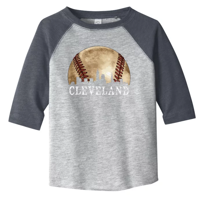 Cleveland Skyline City Vintage Baseball Lover Toddler Fine Jersey T-Shirt