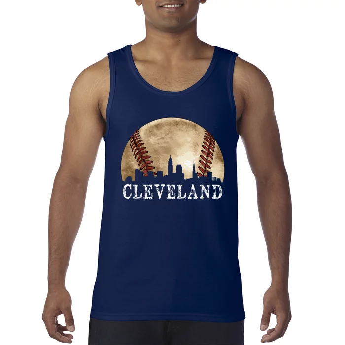 Cleveland Skyline City Vintage Baseball Lover Tank Top