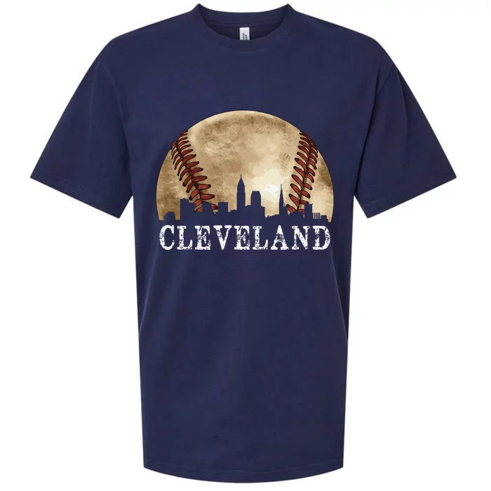 Cleveland Skyline City Vintage Baseball Lover Sueded Cloud Jersey T-Shirt