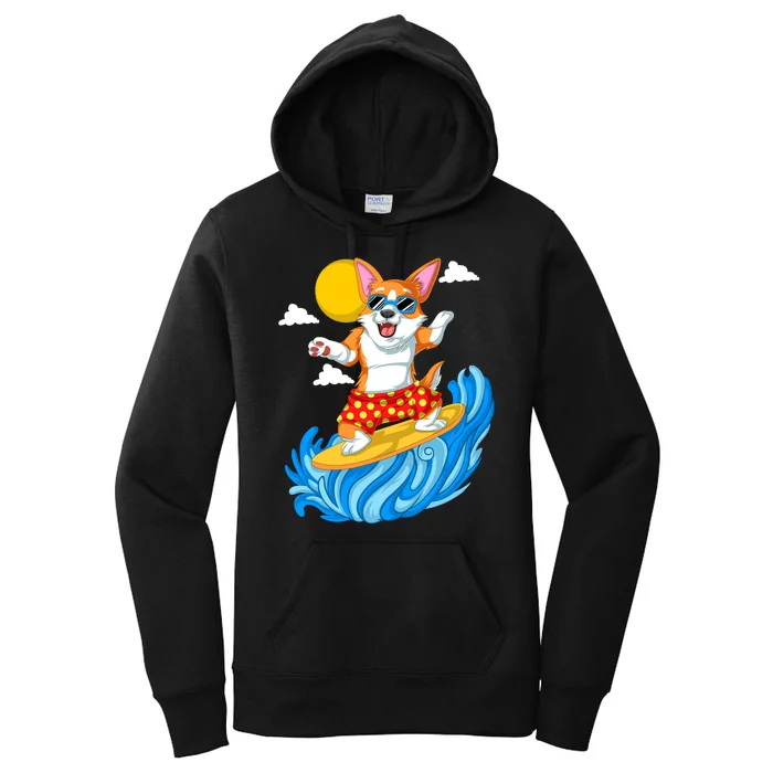 Corgi Surfing Women's Pullover Hoodie