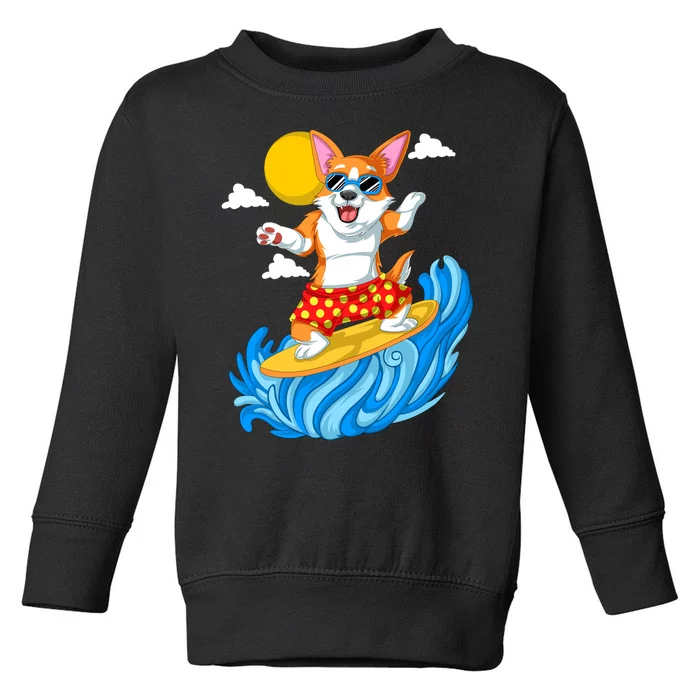 Corgi Surfing Toddler Sweatshirt