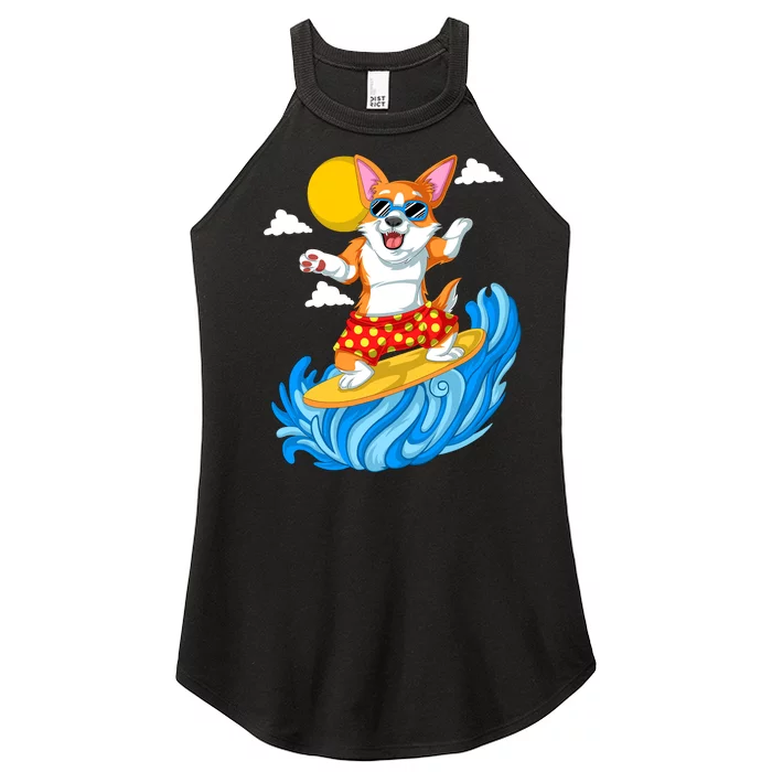 Corgi Surfing Women’s Perfect Tri Rocker Tank