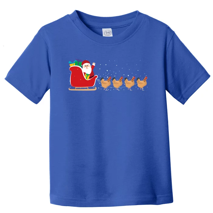 Chicken Santa Christmas Sleigh Funny Chicken Xmas Gift Toddler T-Shirt