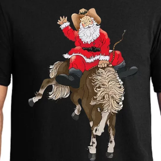 Cowboy Santa Claus Riding A Horse Christmas Cowboy Pajama Set