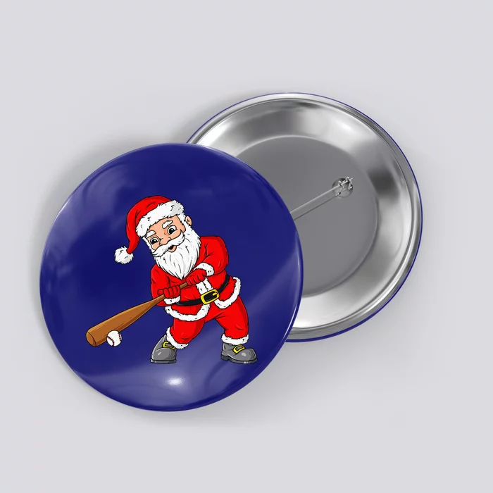 Christmas Santa Claus With Baseball Bat Teens Xmas Button