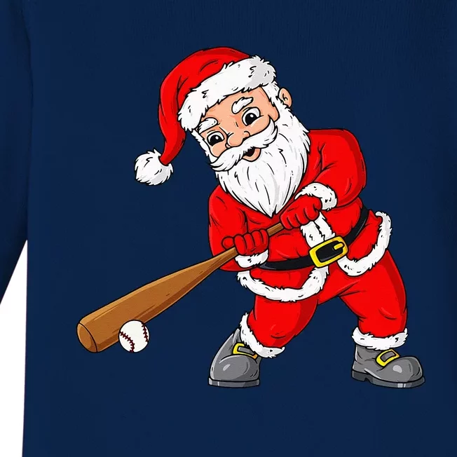 Christmas Santa Claus With Baseball Bat Teens Xmas Baby Long Sleeve Bodysuit